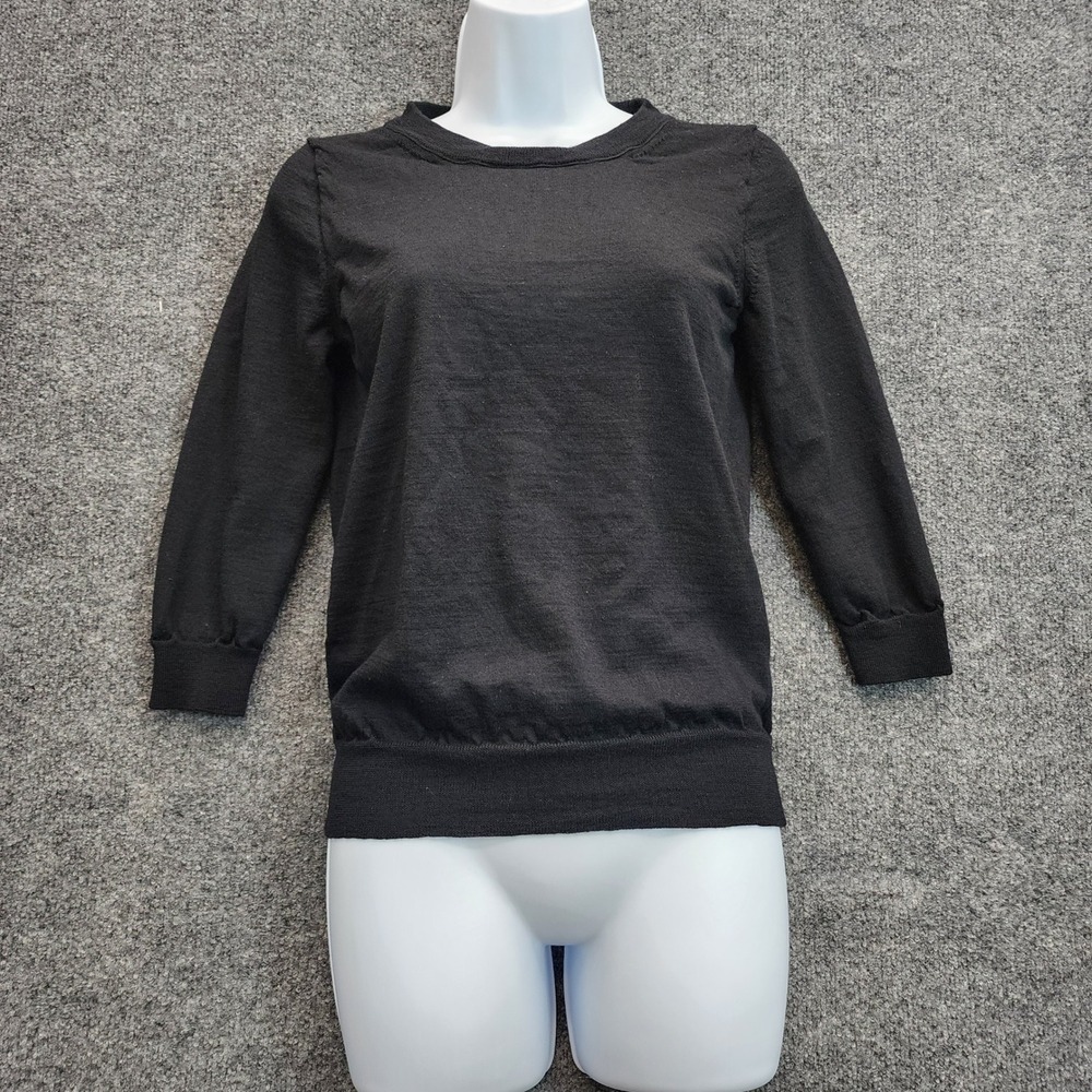 J.Crew Tippi 100% Merino Wool Sweater Womens Small Black Crewneck Preppy Classic